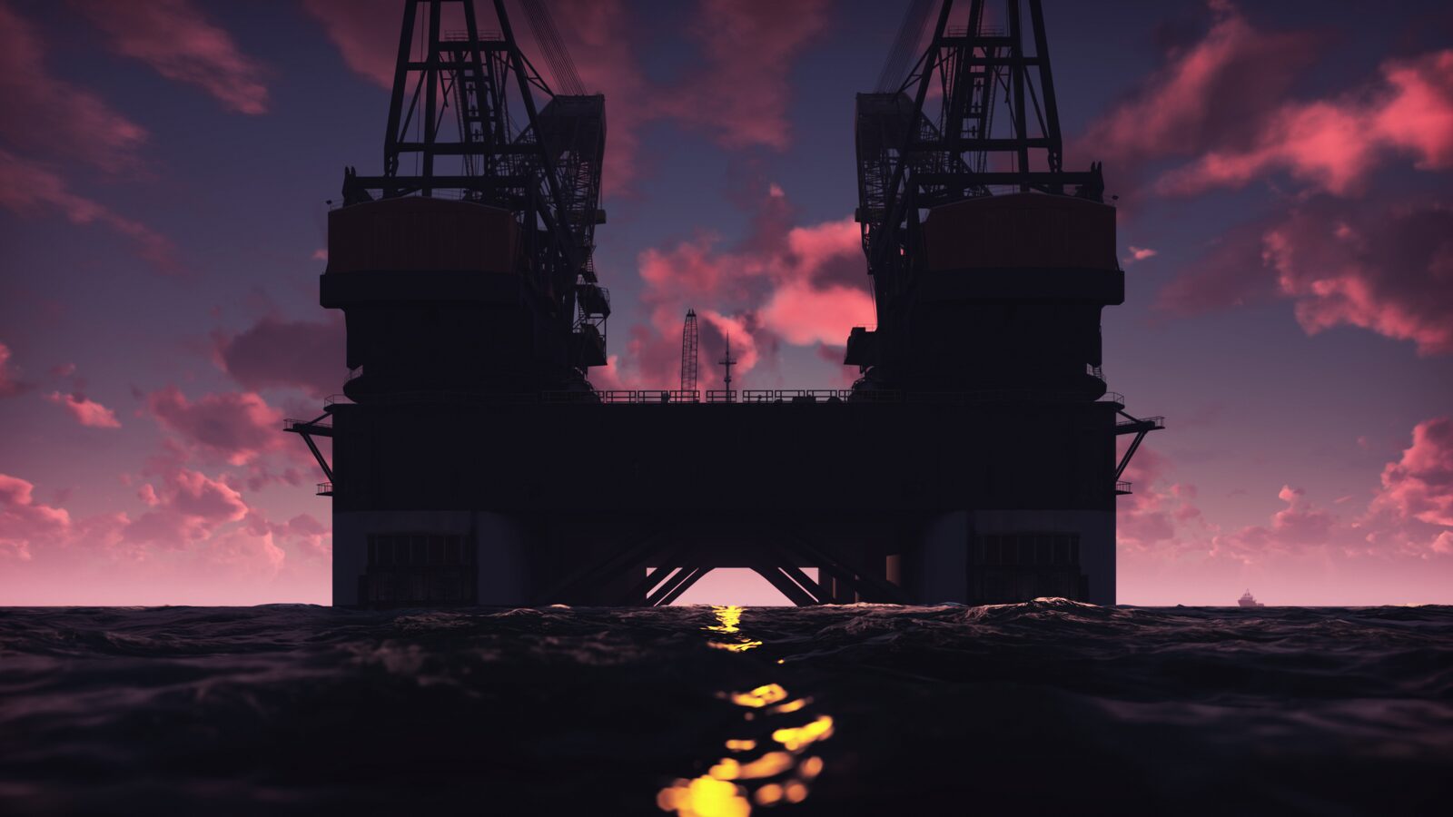 Offshore oil and gas platform at sea